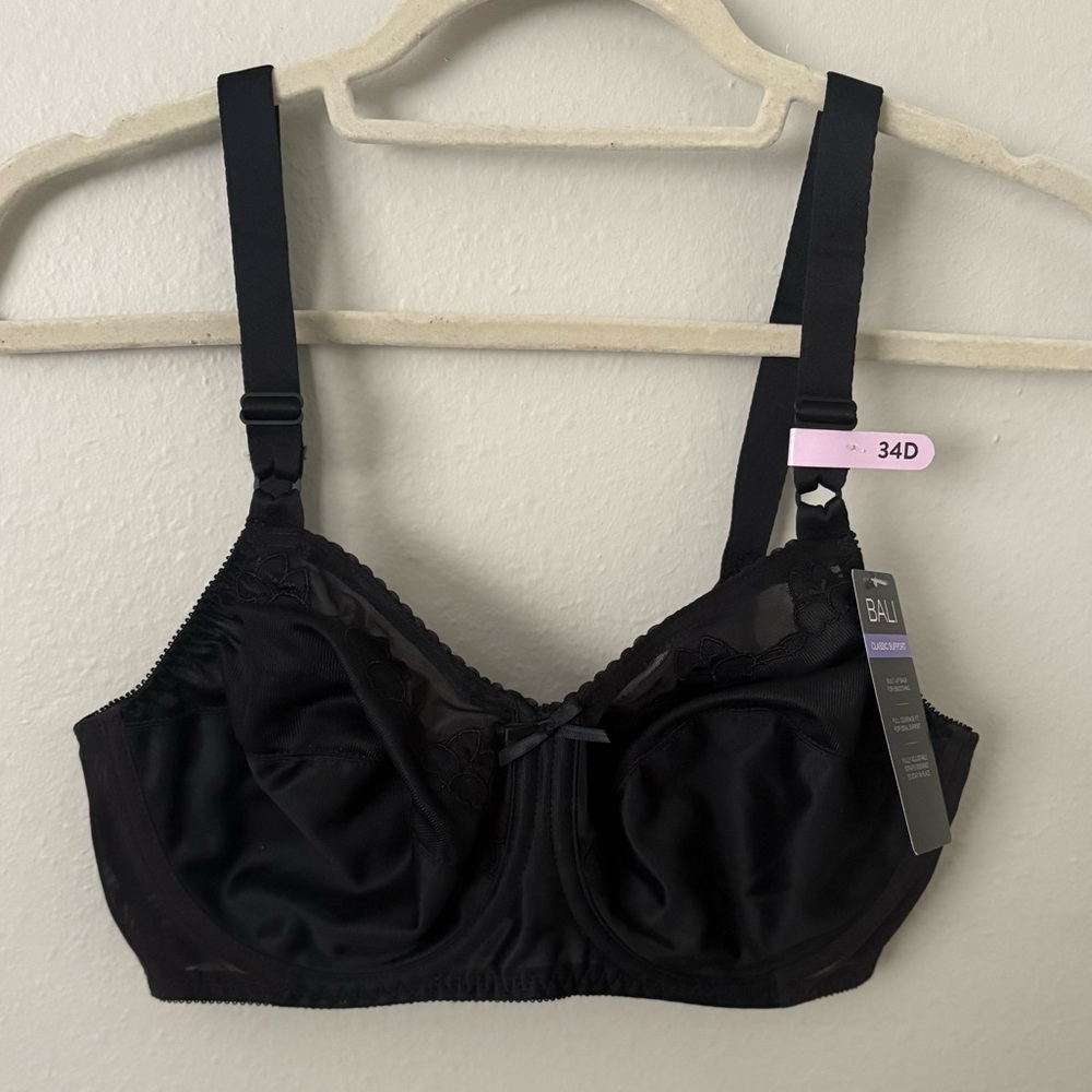 Bali Black Full-Coverage Underwire Bra Size 34D NWT